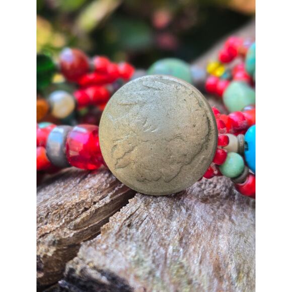 Vintage DON LUCAS Native American Navajo 925 Multi Strand Stone & Charm Bracelet - Picture 4 of 10